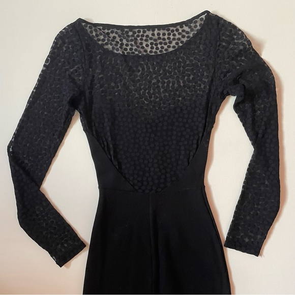 💚3/$15💚 American Apparel| SMALL | Black Polka Dot Mesh Midi Long Sleeve - Picture 7 of 8